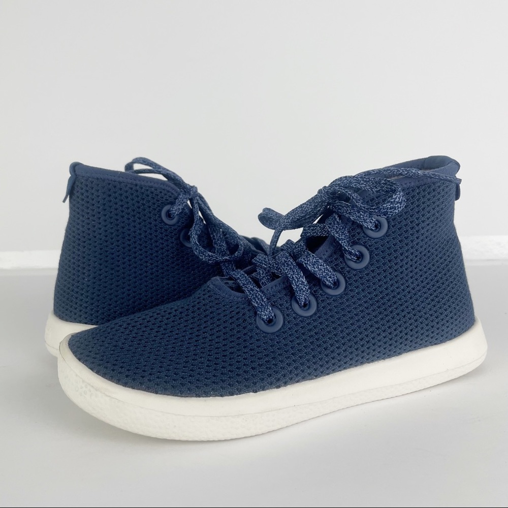Allbirds Tree Toppers Navy Blue Eco Friendly High Top Sneakers EUC